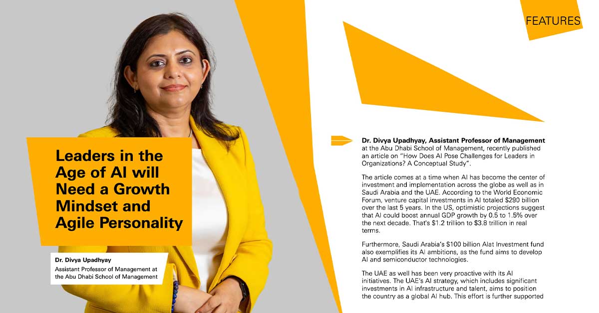 ADSM’s Dr. Divya Upadhyay Featured in Innovation@UAE Magazine Discussing AI Leadership Challenges